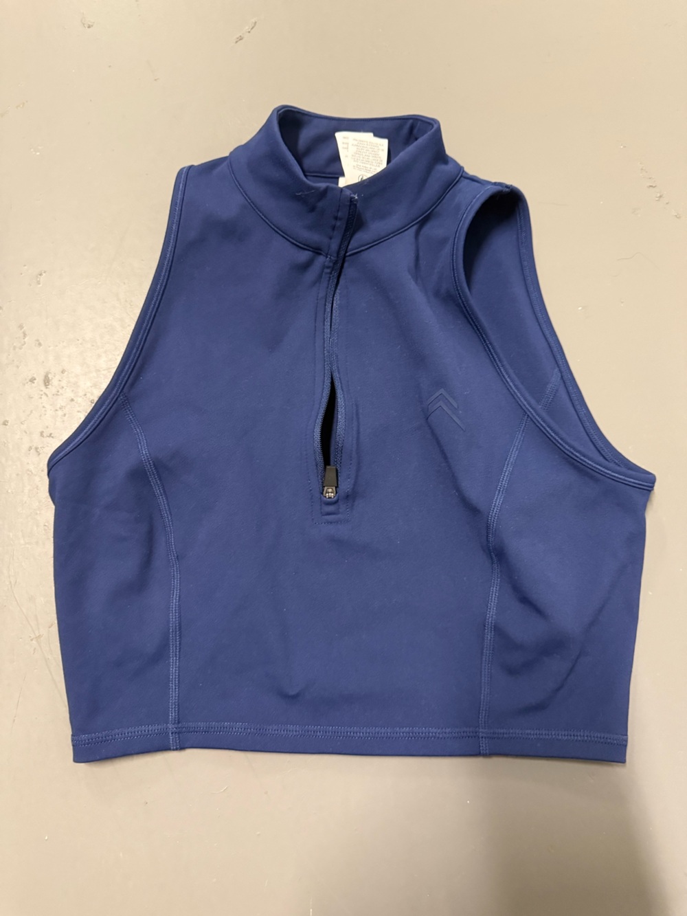 Oner Active Navy Blue Crop Top with Front Zip Pocket